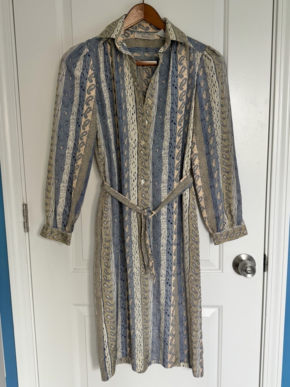 1970’s Schrader Sport Petite Dress Paisley Print Belt Pockets Collar Vintage - Picture 2 of 9